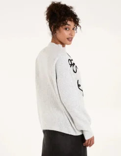 Abstract Flower Embroidery Jumper