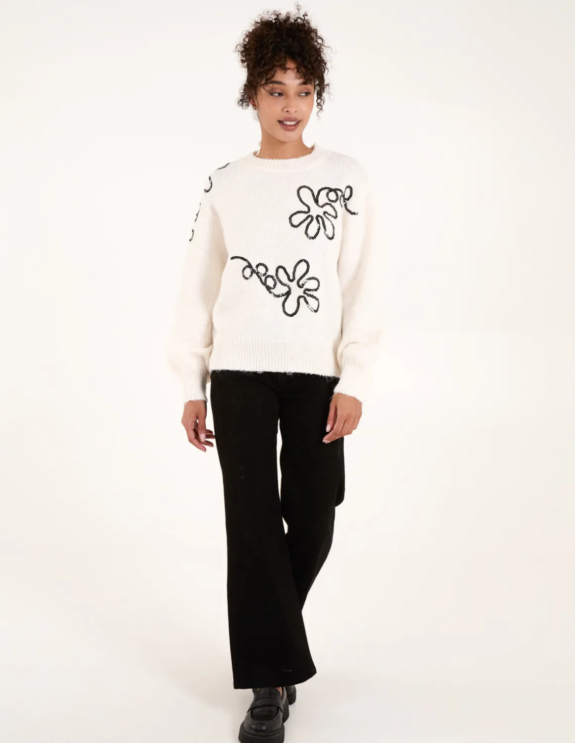 Abstract Flower Sequin Jumper