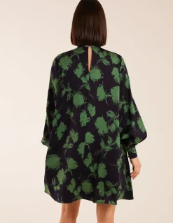 Abstract High Neck Keyhole Shift Dress