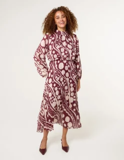Abstract Polka Dot Dress And Metallic Striped Dress
