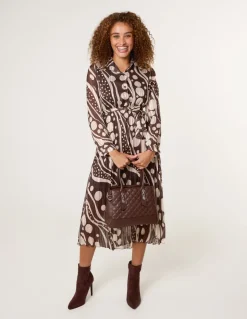 Abstract Polka Dot Dress And Metallic Striped Button Collar Dress