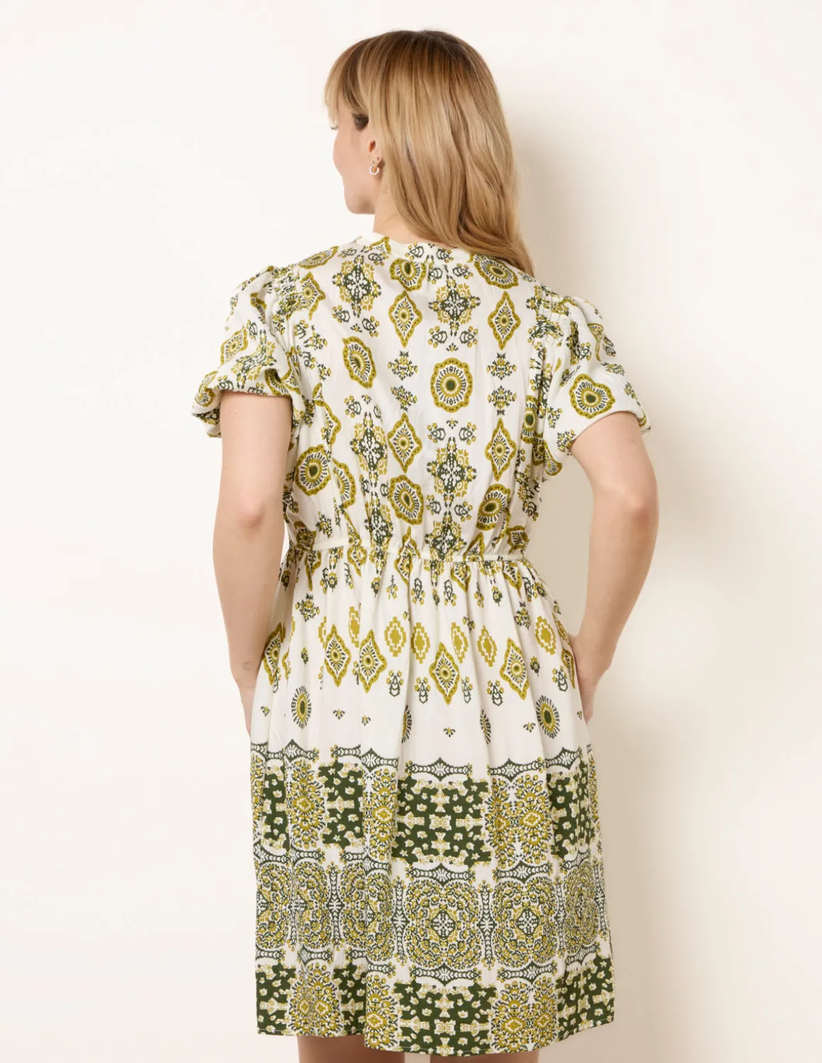 Abstract Print Button Front Mini Dress