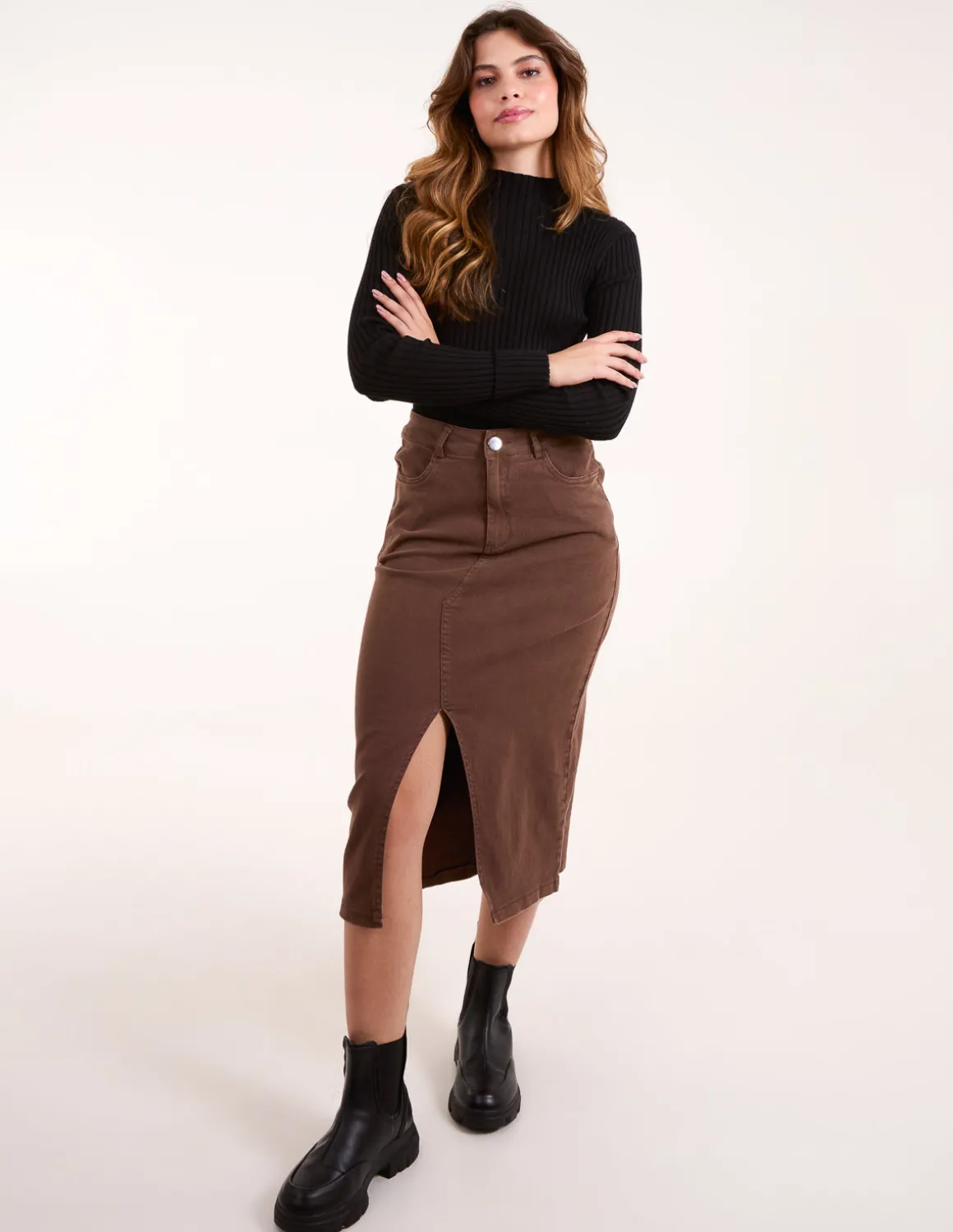 Acid Wash Denim Mid Skirt
