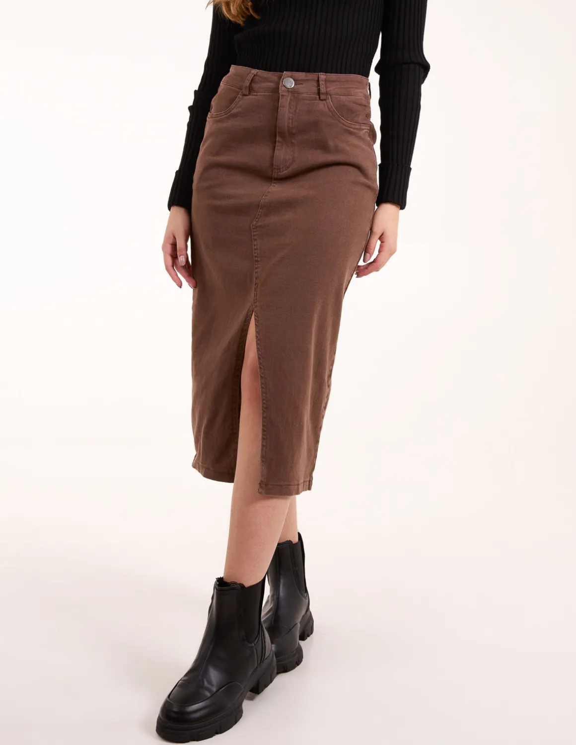 Acid Wash Denim Mid Skirt