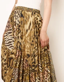 Animal Asymmetric Midi Skirt