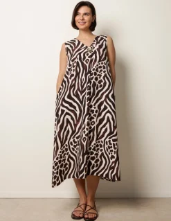 Animal Print V Neck Dress
