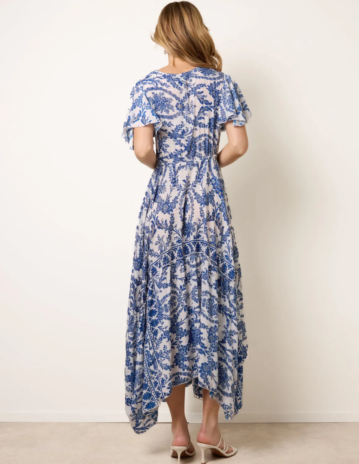 Asymmetric Hem Wrap Dress