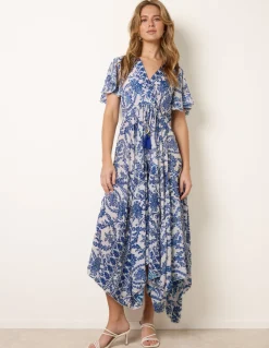 Asymmetric Hem Wrap Dress