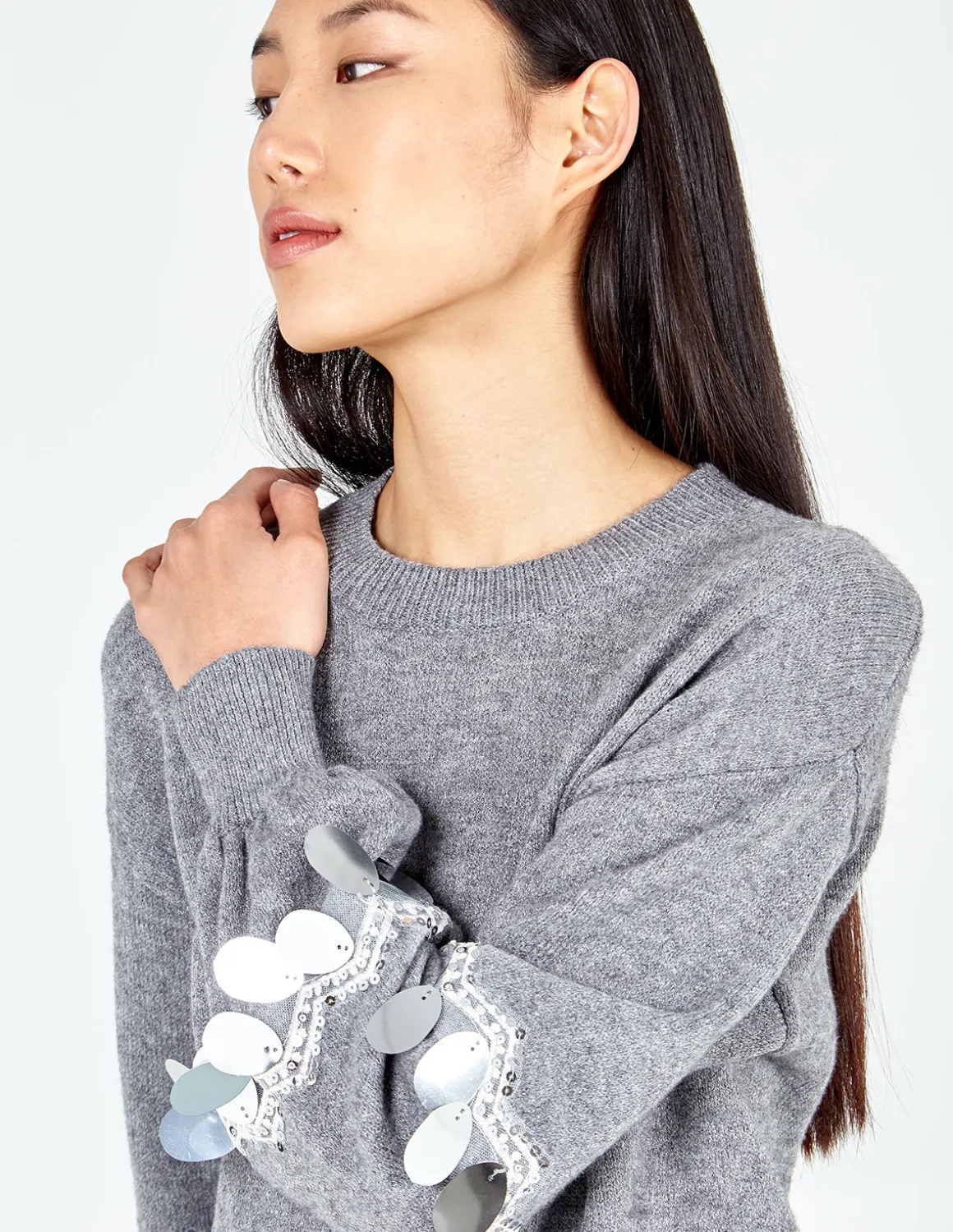 Balloon Sequin Disc Sleeve Jumper