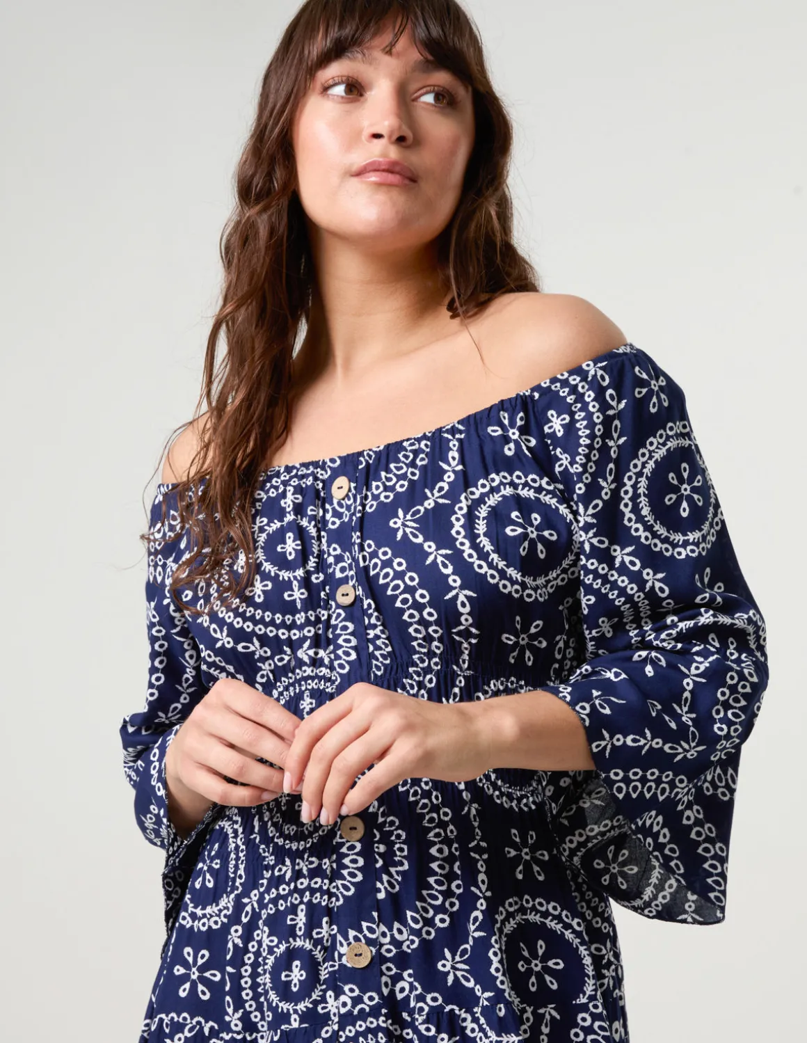 Bardot Coconut Button Maxi Dress