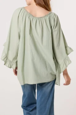 Bardot Cotton Tie Neck Top