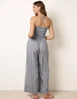 Bardot Tie Neck Pinstripe Jumpsuit