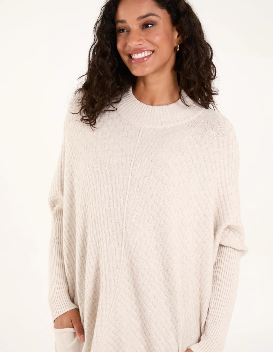 Basket Weave High Neck Jumper