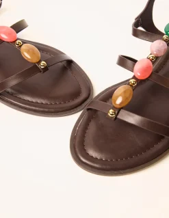 Beaded Gladiator Flat Sandals