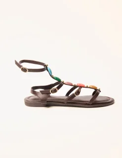 Beaded Gladiator Flat Sandals