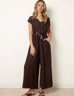 Belted Tie Drawstring Scarf Jumpsuit
