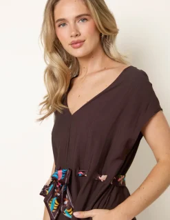 Belted Tie Drawstring Scarf Jumpsuit