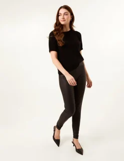 Black High Waist PU Elasticated Leggings