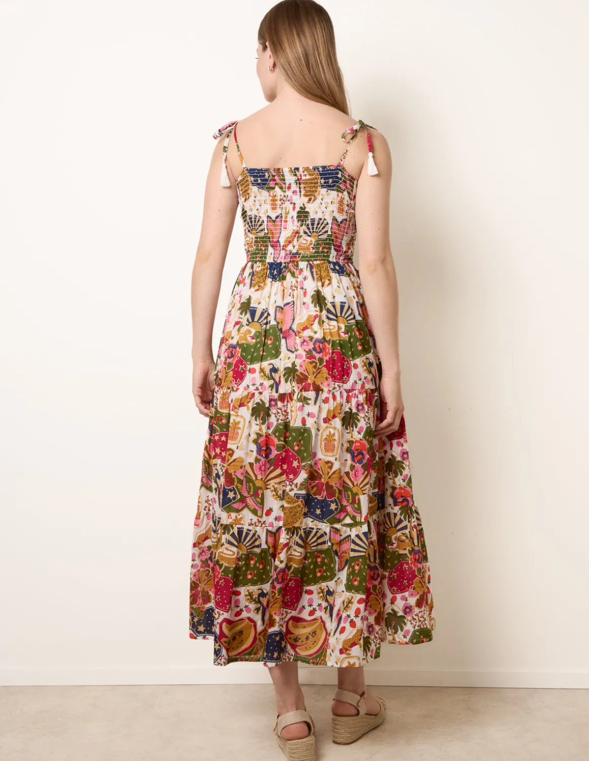 Bold Print Shirred Waist Dress