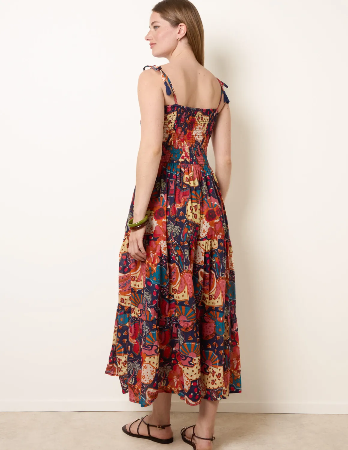 Bold Print Shirred Waist Dress