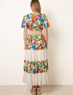 Bright Print Tiered Dress