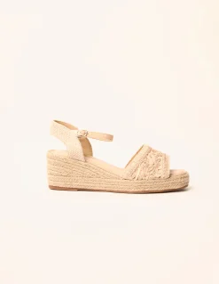 Broderie Detail Platform Sandals