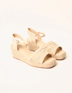 Broderie Detail Platform Sandals