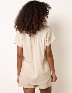 Broidered Hem Short Sleeve Shirt