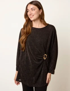 Buckle Metallic Top