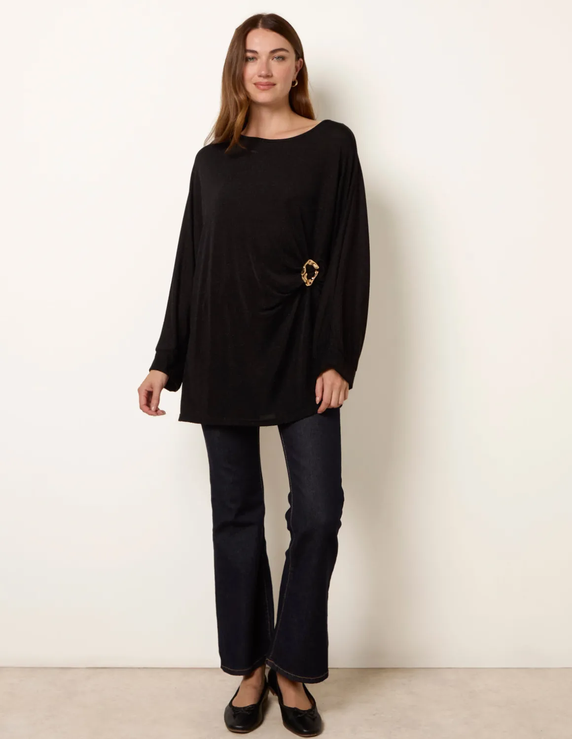 Buckle Metallic Top