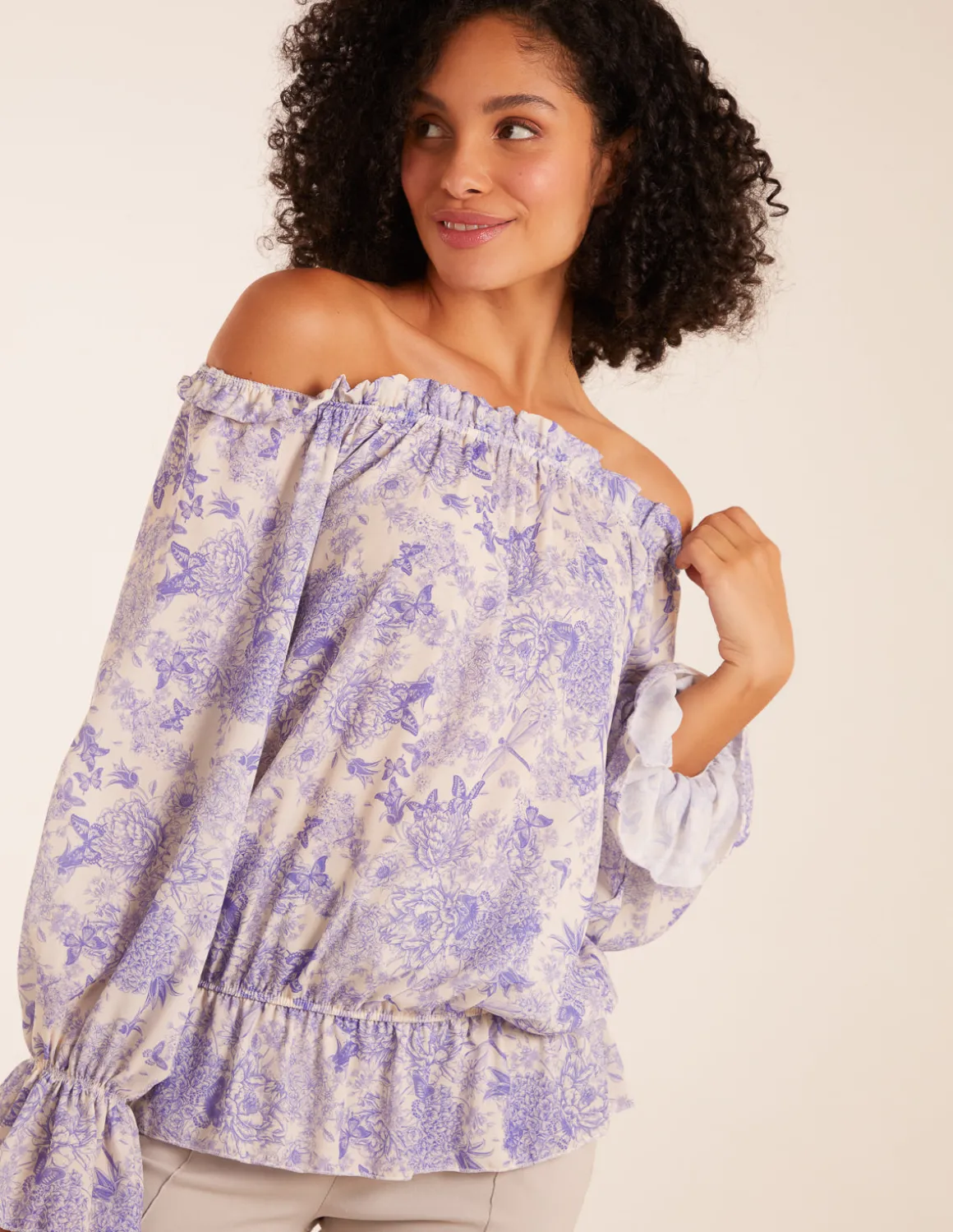 Butterfly Floral Print Gypsy Chiffon Blouse