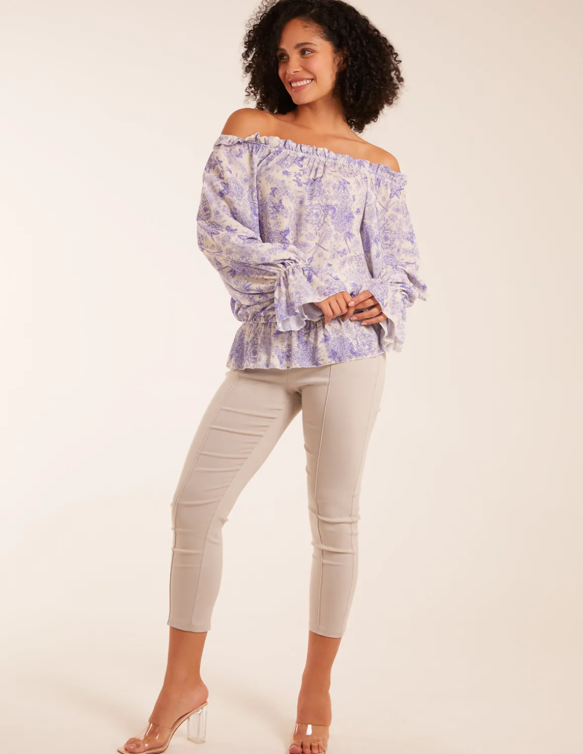 Butterfly Floral Print Gypsy Chiffon Blouse