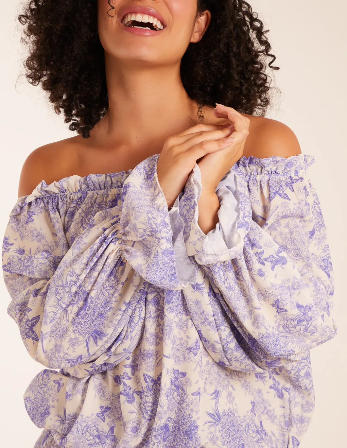 Butterfly Floral Print Gypsy Chiffon Blouse