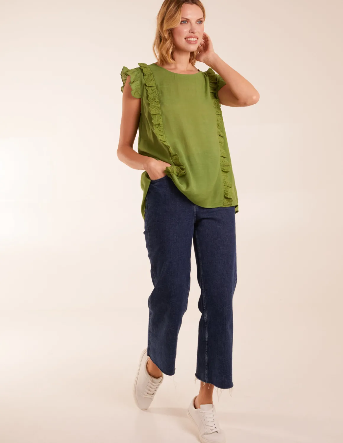 Button Back Frill Top