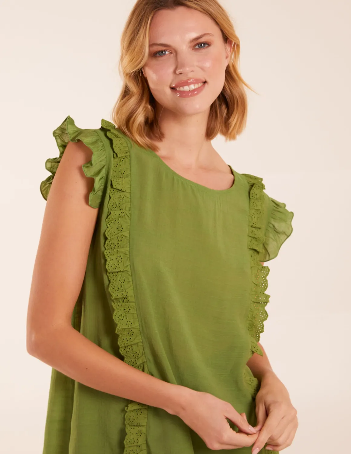 Button Back Frill Top