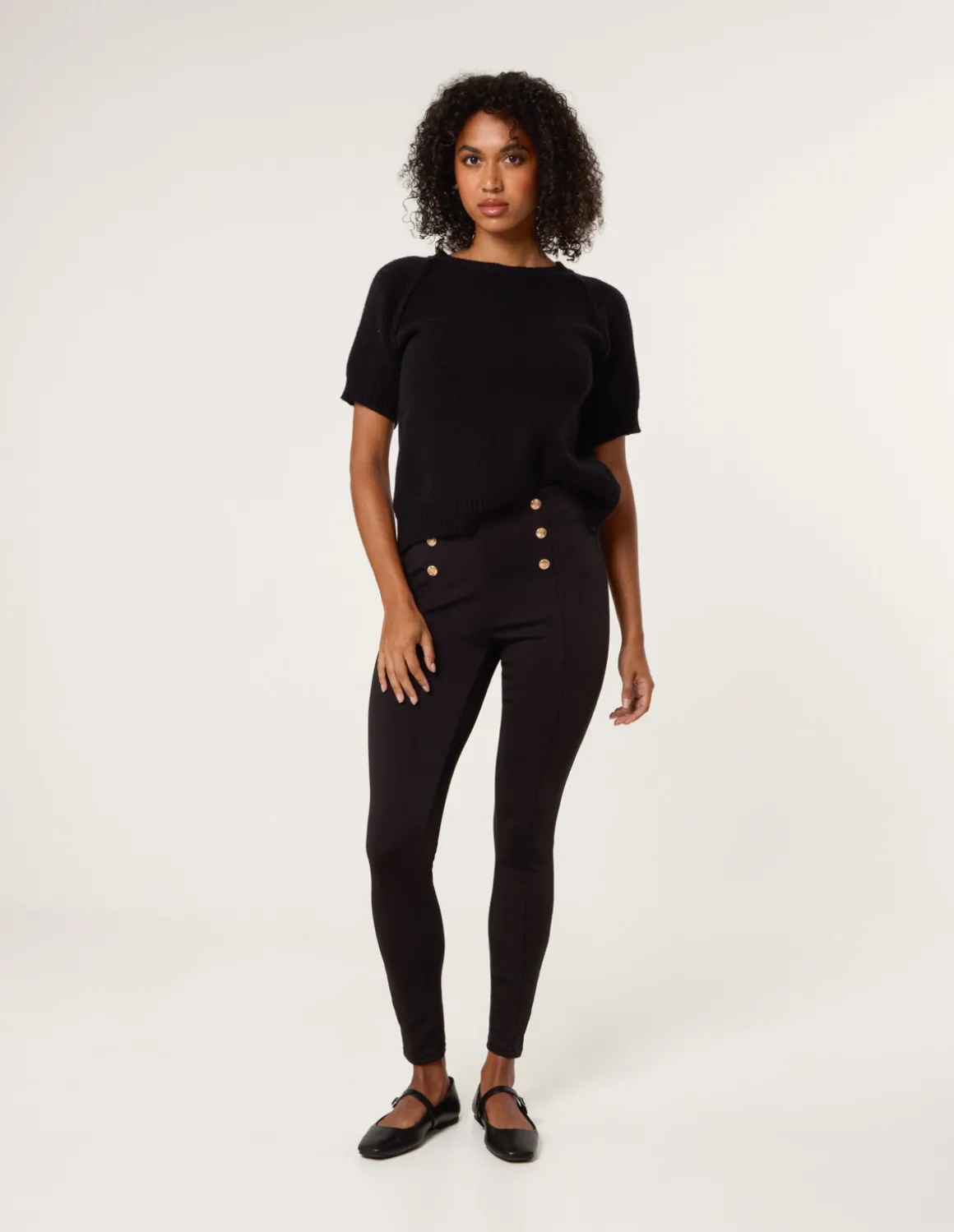 Button Detail Shaping Pants