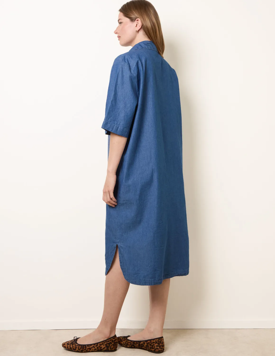 Button Front Denim Shirt Dress