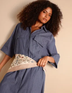 Button Front Denim Shirt Dress