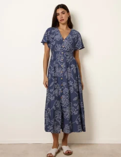 Button Front Midi Dress