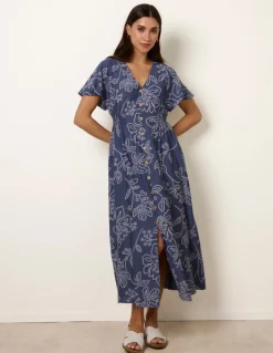 Button Front Midi Dress