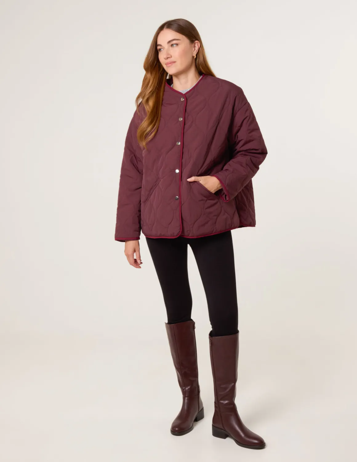 Button Front Quilted Jacket