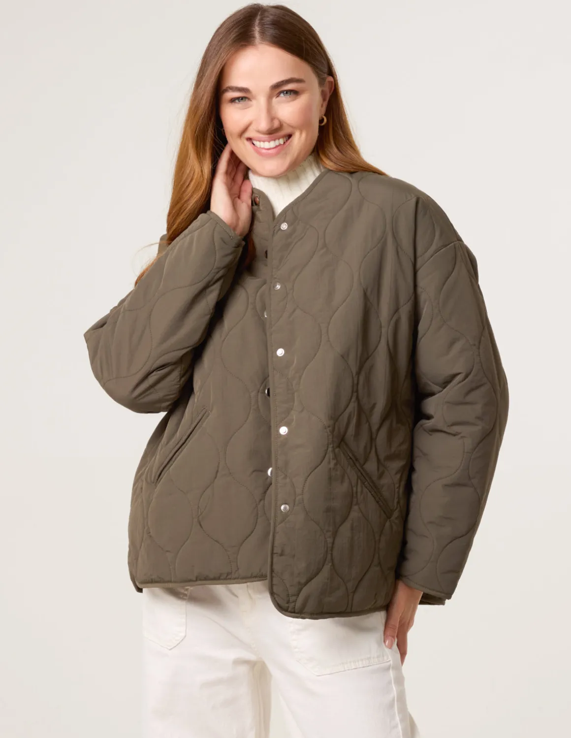 Button Front Quilted Jacket