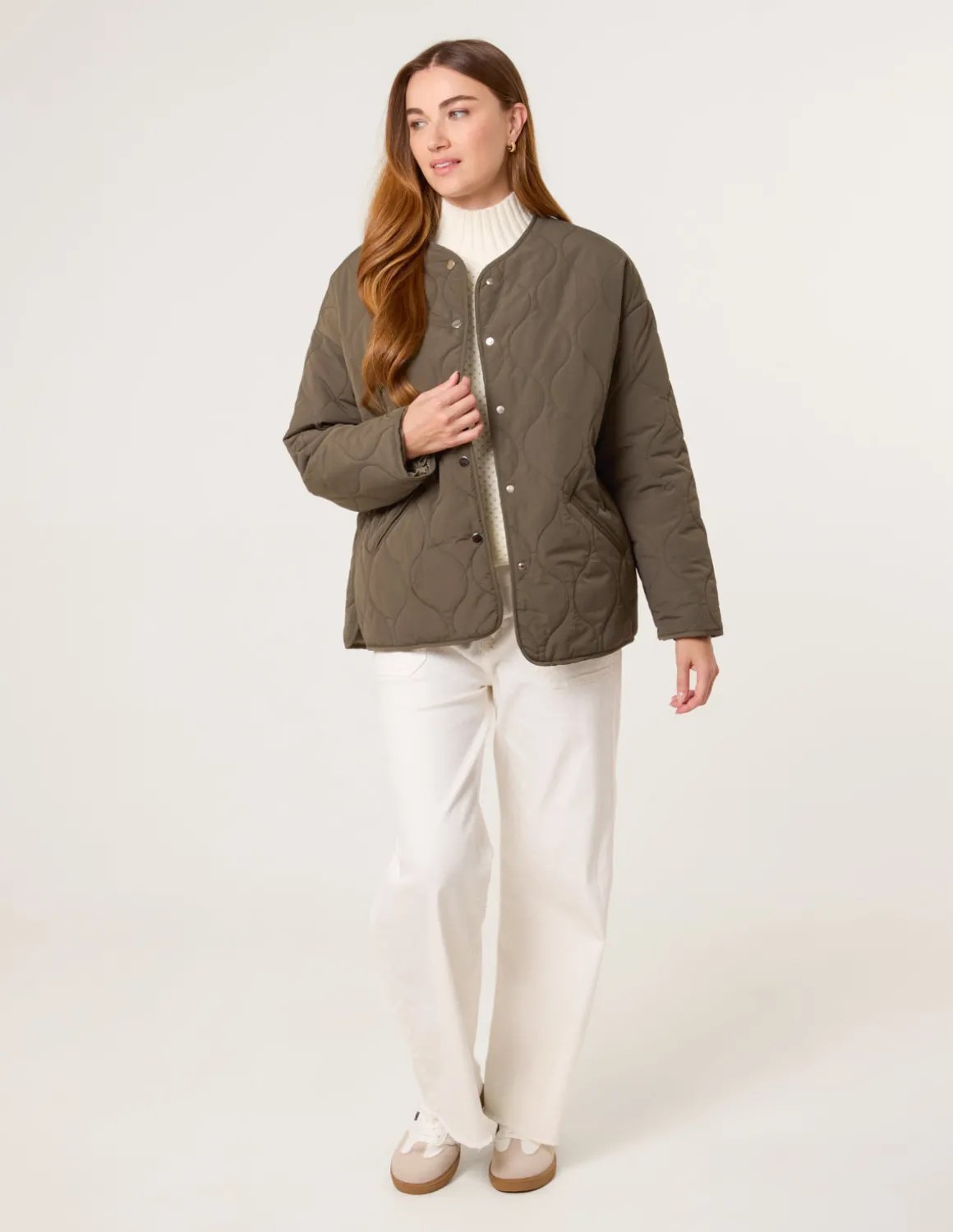 Button Front Quilted Jacket