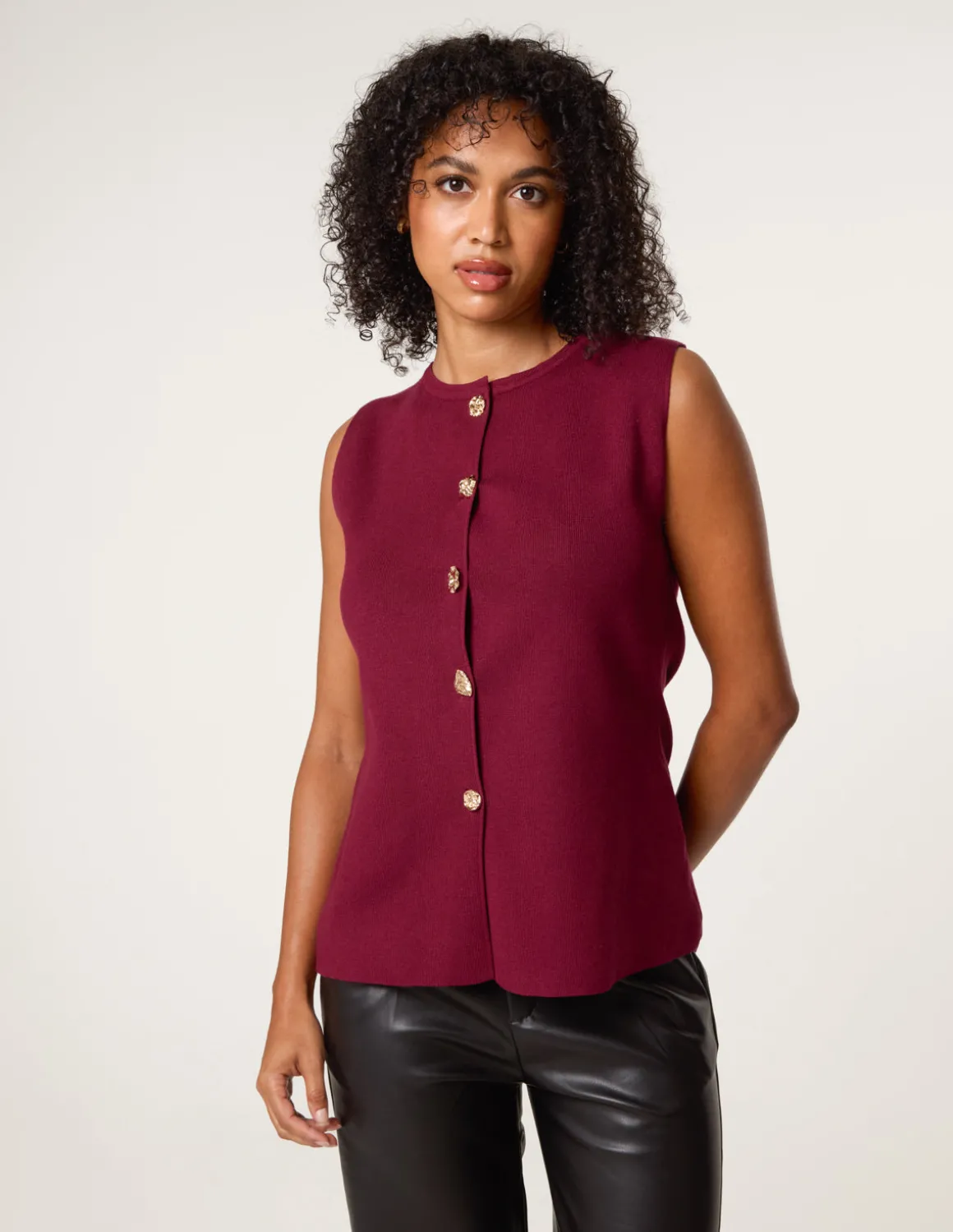 Button Front Tailored Vest