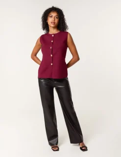 Button Front Tailored Vest