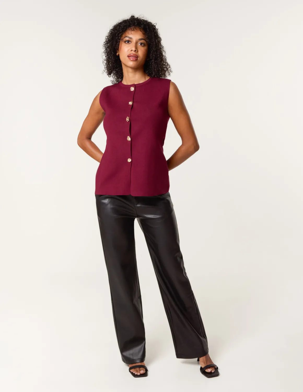 Button Front Tailored Vest