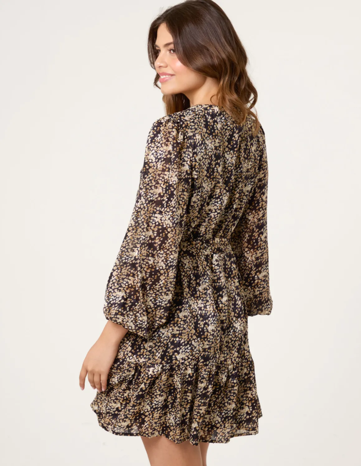 Button Up Belted Chiffon Mini Dress