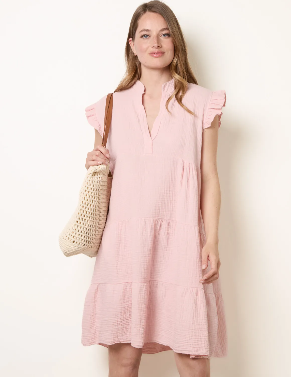 Cheesecloth Frill Sleeve Tunic