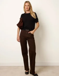 Chocolate Leopard Print Wide Leg Jeans