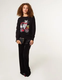 Christmas Cat On A Bike Jumper